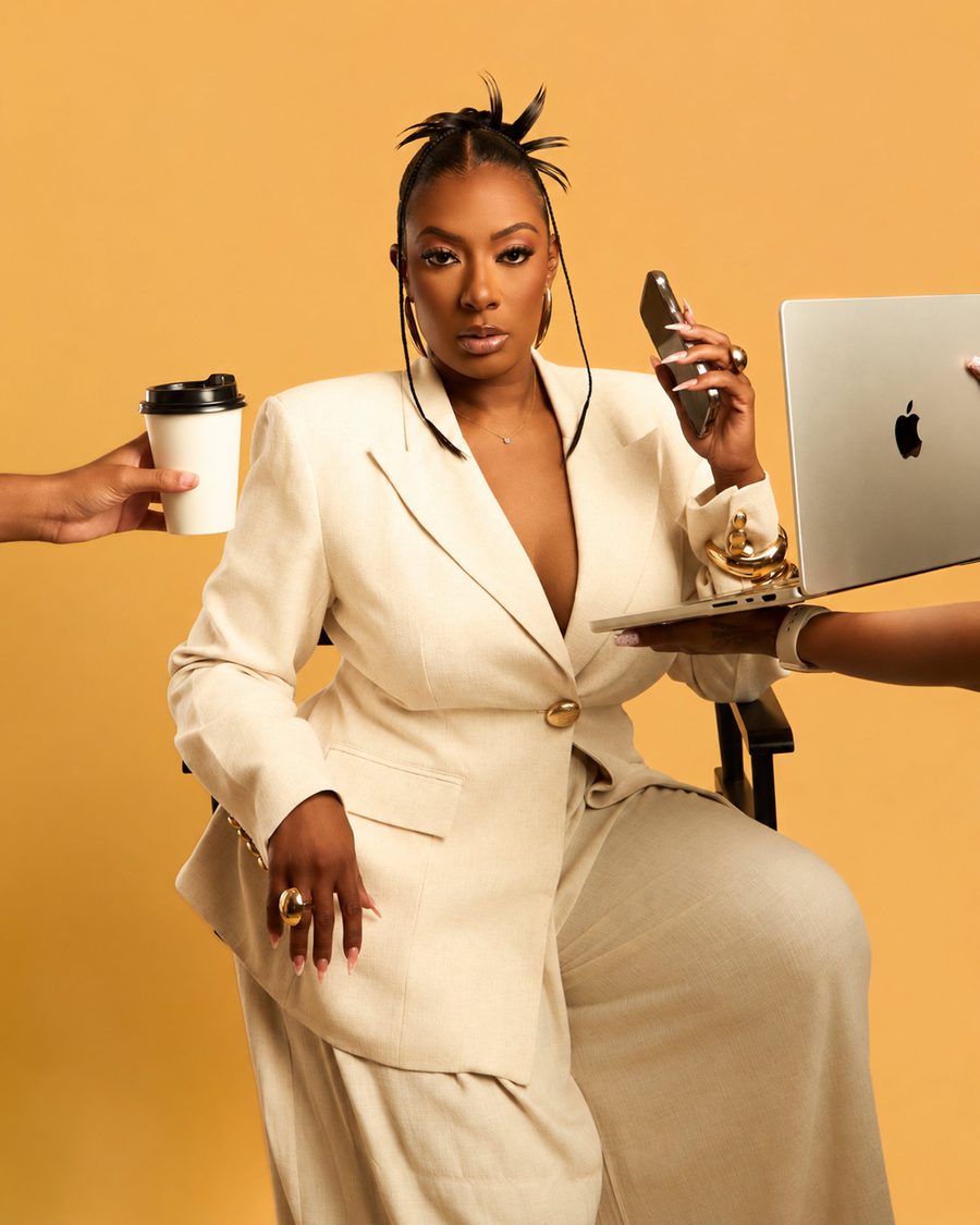 De'Erika Watson handed coffee, phone and laptop